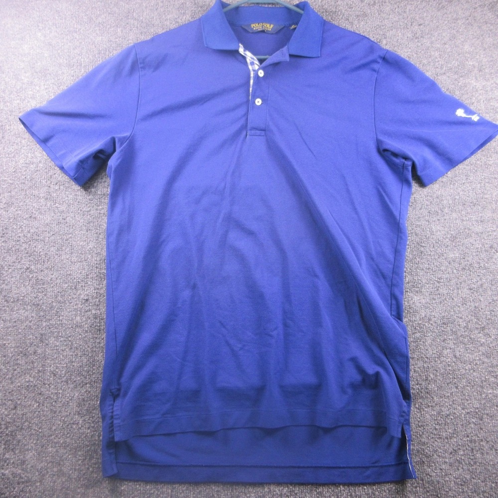 Polo Golf Ralph‎ Lauren Polo Shirt Mens Medium Blue Solid 1911 Palm Tree Logo